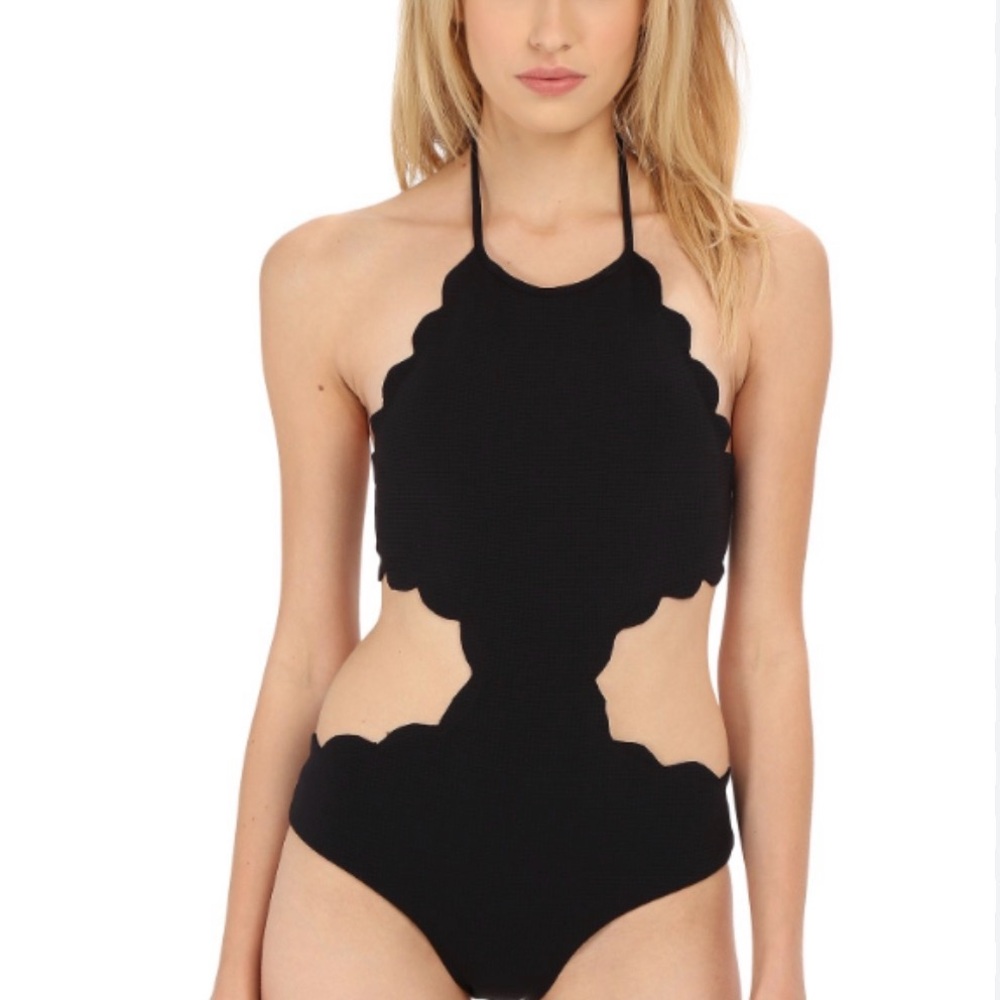 Marysia Swim Mott Black Scalloped-Trim One-Piece